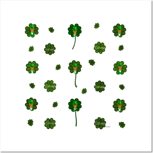 Oliver The Otter Shamrock Pattern for Saint Patricks Day Posters and Art